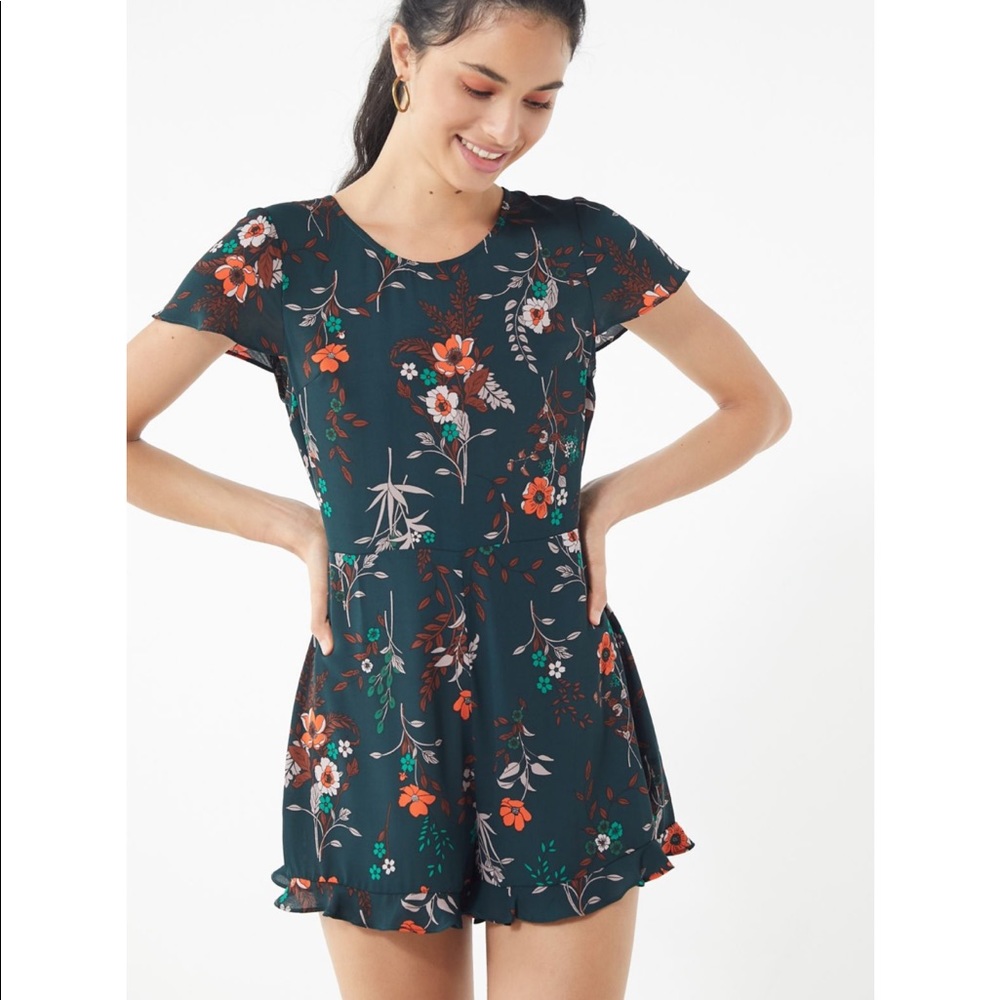Urban outfitters floral ruffle romper